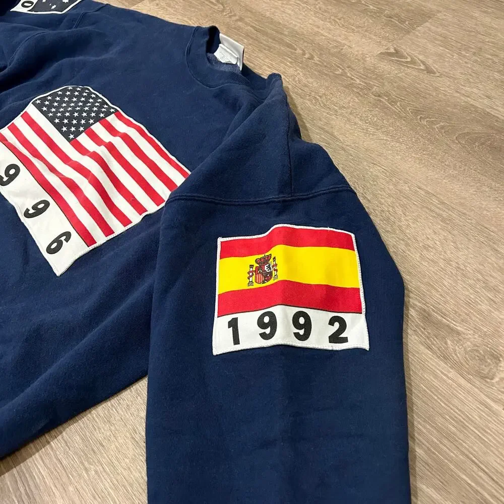 Vintage Hanes Olympic Flags Graphic Sweatshirt USA Made Olympics Theme